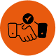 Handshake icon with verification mark – symbolizing trusted partnerships and verified security services